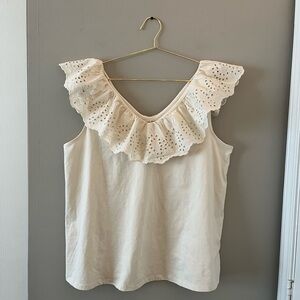 Women's Ruffled Eyelet Top - Cream